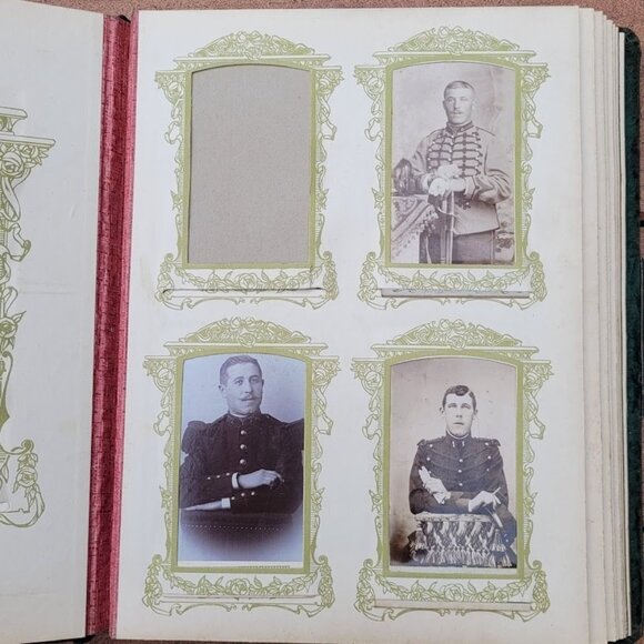 Antique FRENCH 1800s 1900s Photo Album Victorian Velvet Embossed WITH Pictures - Picture 5 of 16